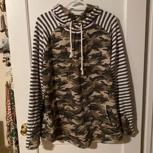 Stripe and Camo Hoodie